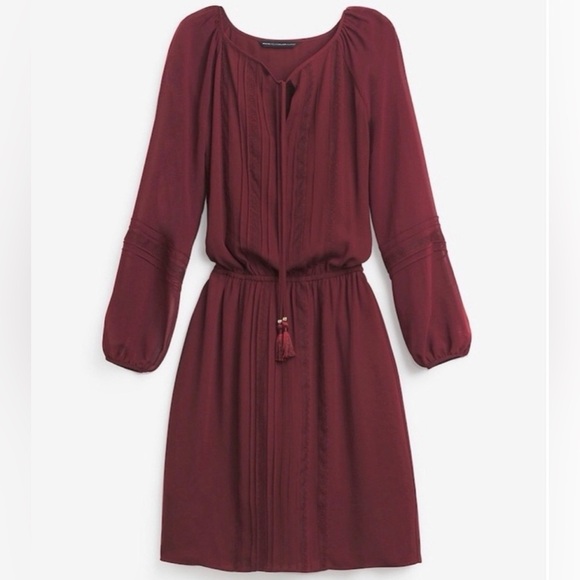 NWT White House Black Market Burgundy Boho Soft Dress Sz. SMALL - Picture 1 of 8